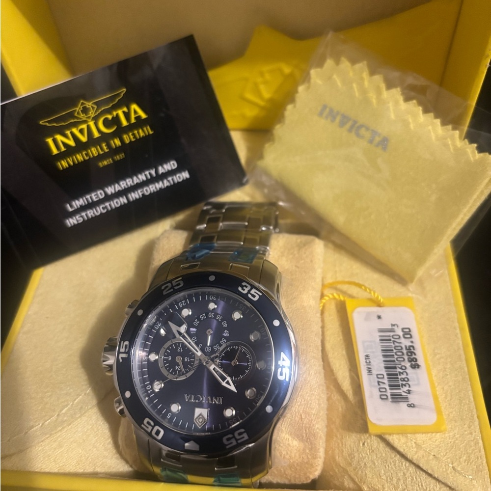 Invicta Silver and Blue Watch with Accessories